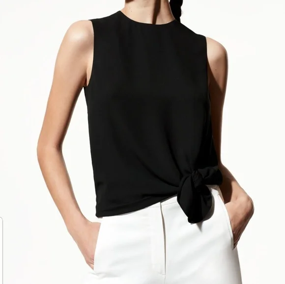 Babaton Hopkins black sleeveless side-tie top - Picture 1 of 8